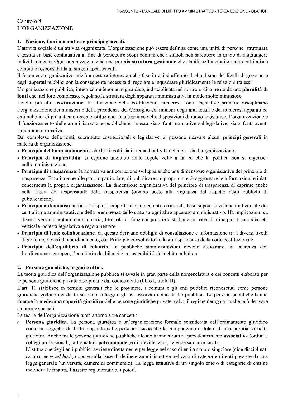 Riassunto Clarich - Manuale Di Diritto Amministrativo - Capitolo 8 L ...