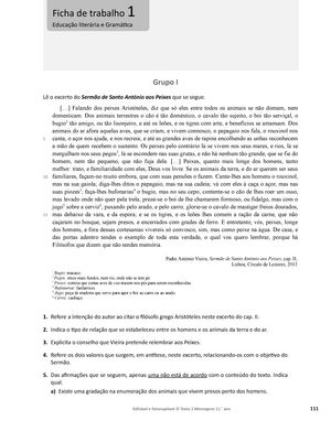 Padre António Vieira - Fichas de gramática , de educação literária e  apontamentos - Ficha - Studocu