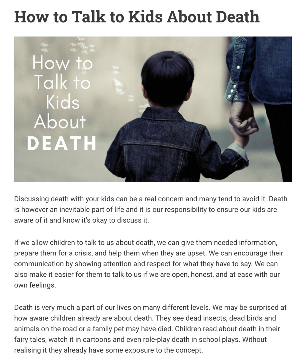 How To Talk To Kids About Death Article - SW 344 - Studocu