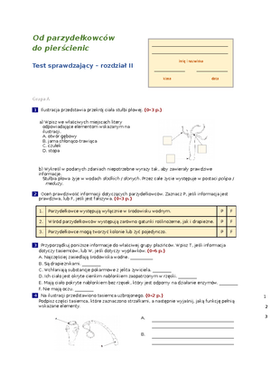 Test Budowa I Czynnosci Zyciowe Organizmow - Biologia Dla Nauczycieli ...