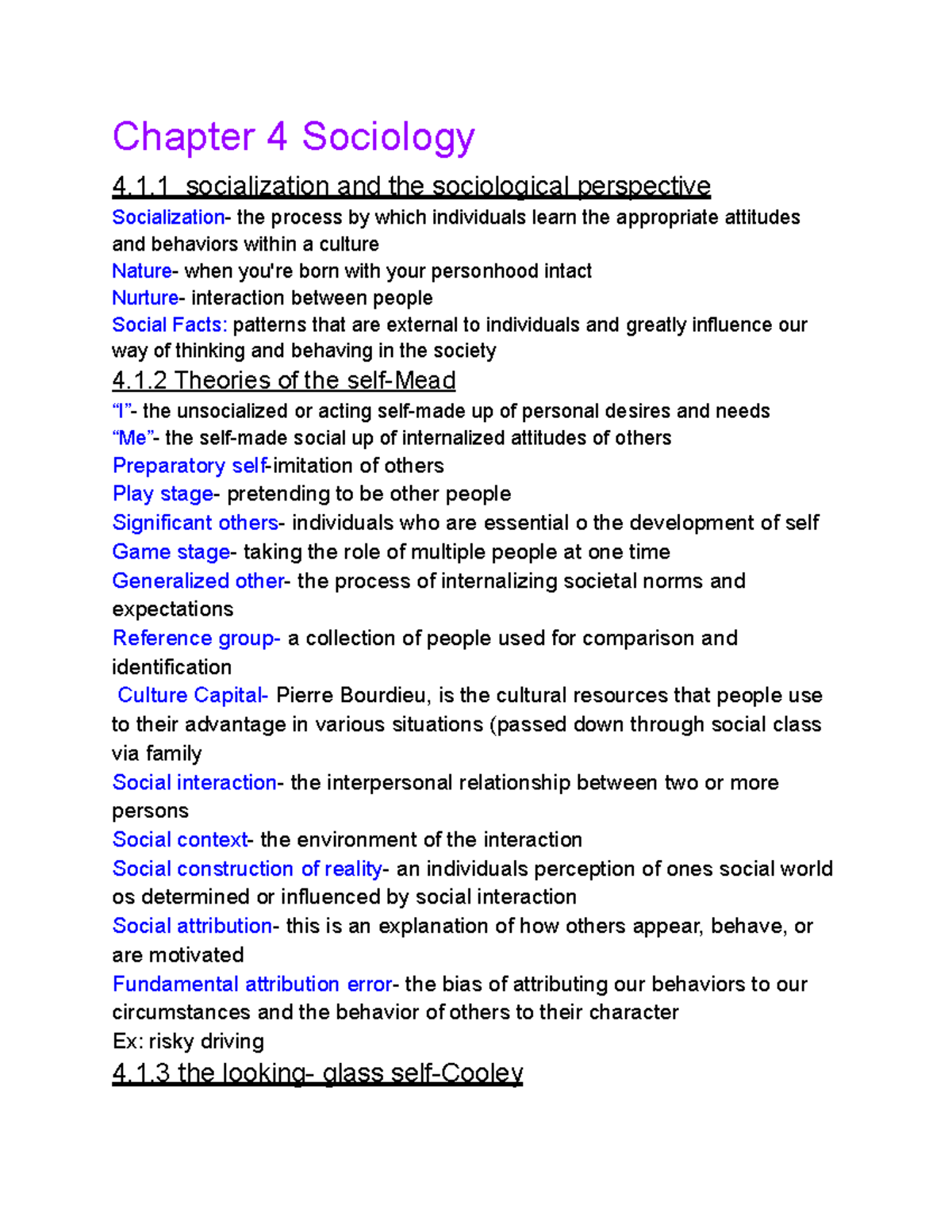 Chapter 4 Sociology - Chapter 4 Sociology 4.1 Socialization And The ...