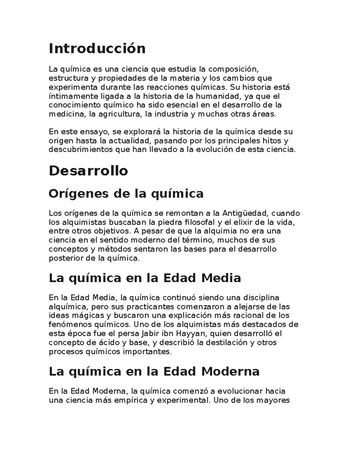 Historia de la quimica - Introducción La química es una ciencia que ...