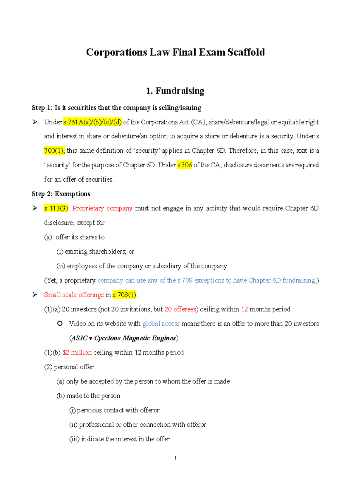 Corporate Law Scaffold - Corporations Law Final Exam Scaffold 1 ...