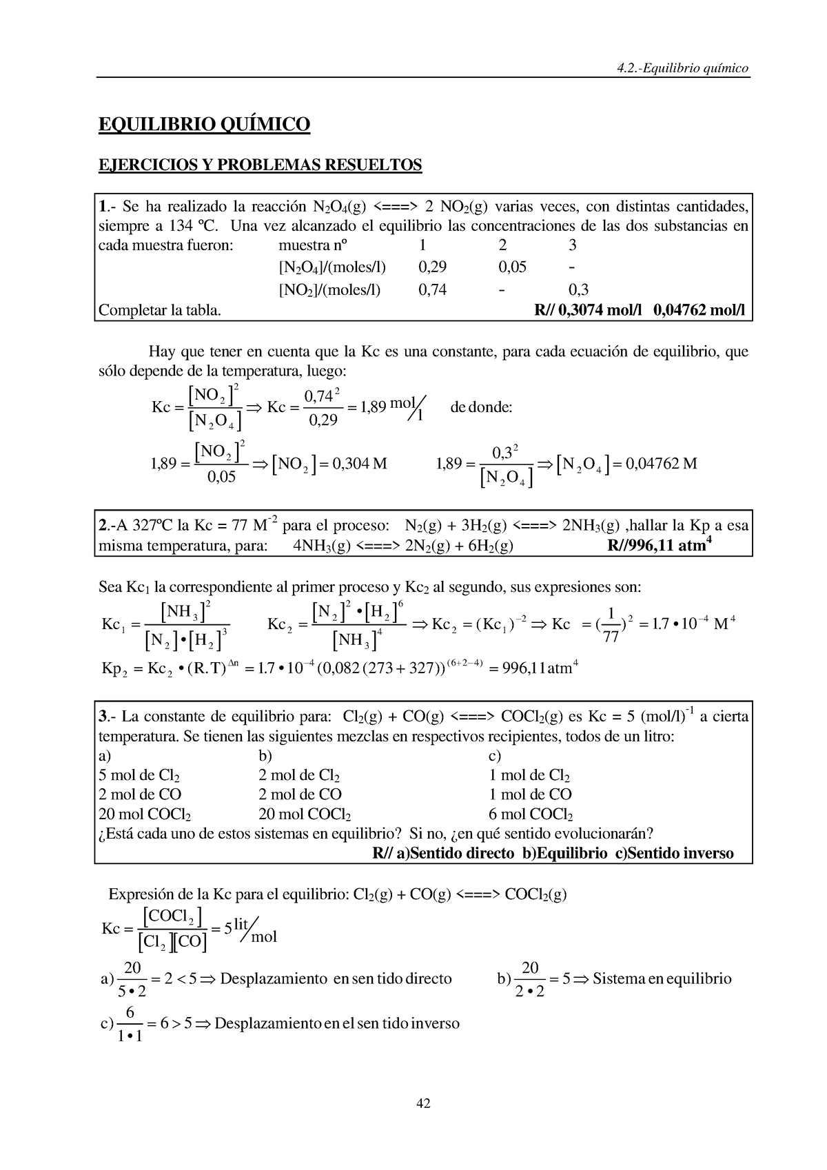 000044 Ejercicios Resueltos DE Quimica Equilibrio Quimico - EQUILIBRIO ...