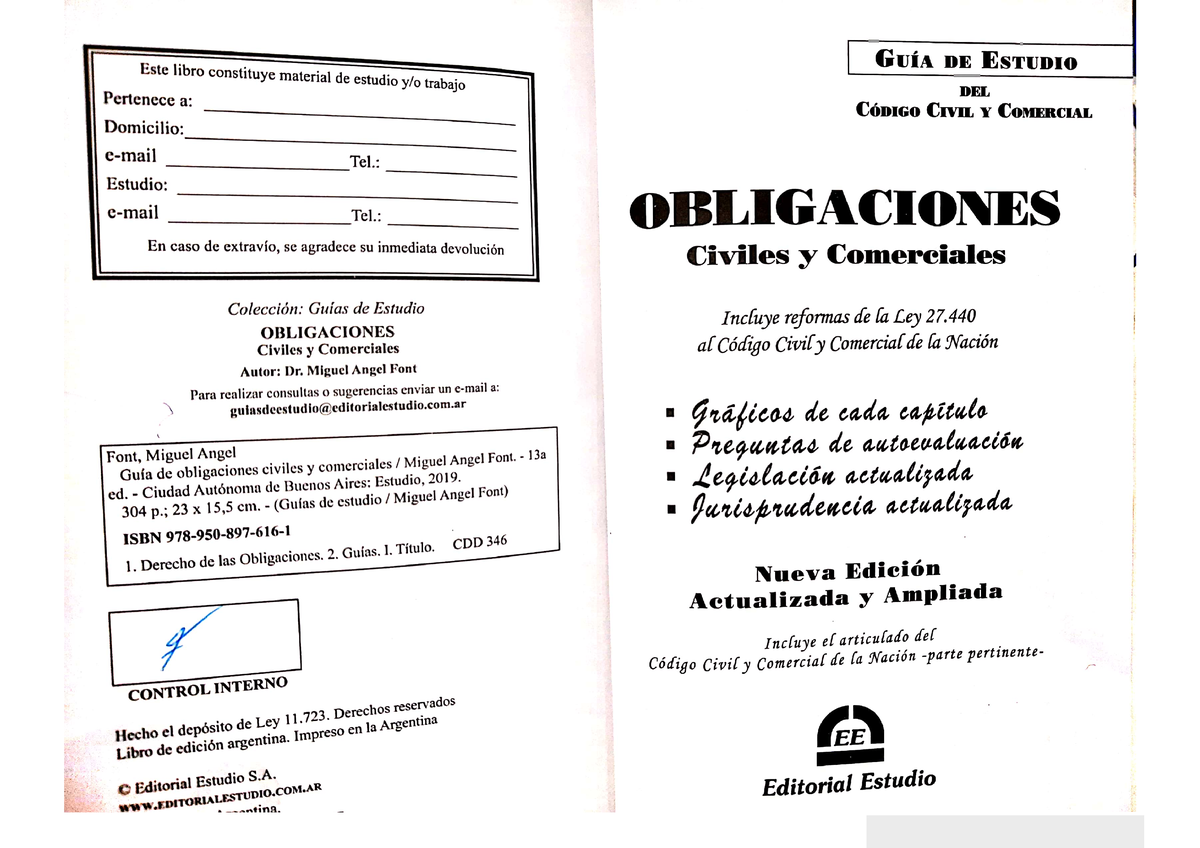 Guia De Estudio Obligaciones Actualizada Pdf - Derecho - Studocu