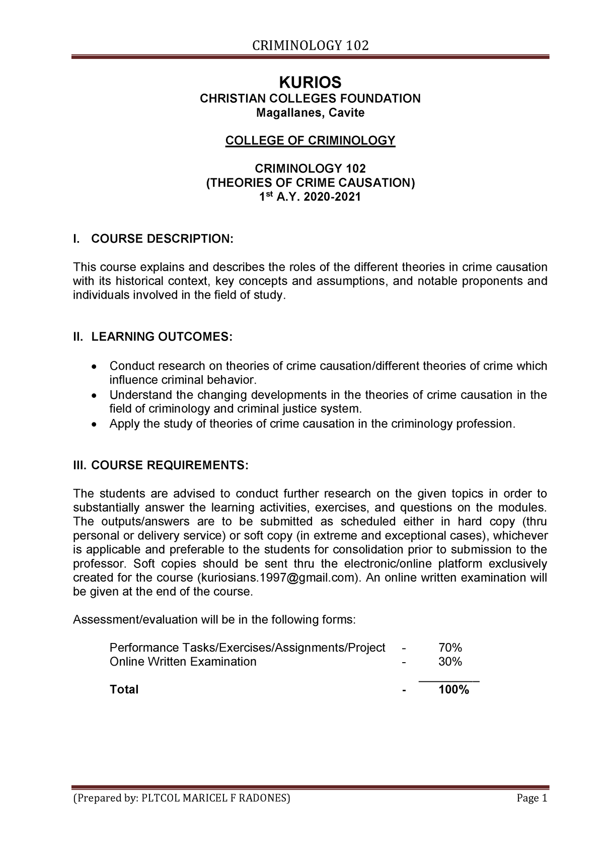 Theories Of Crime Causation Module