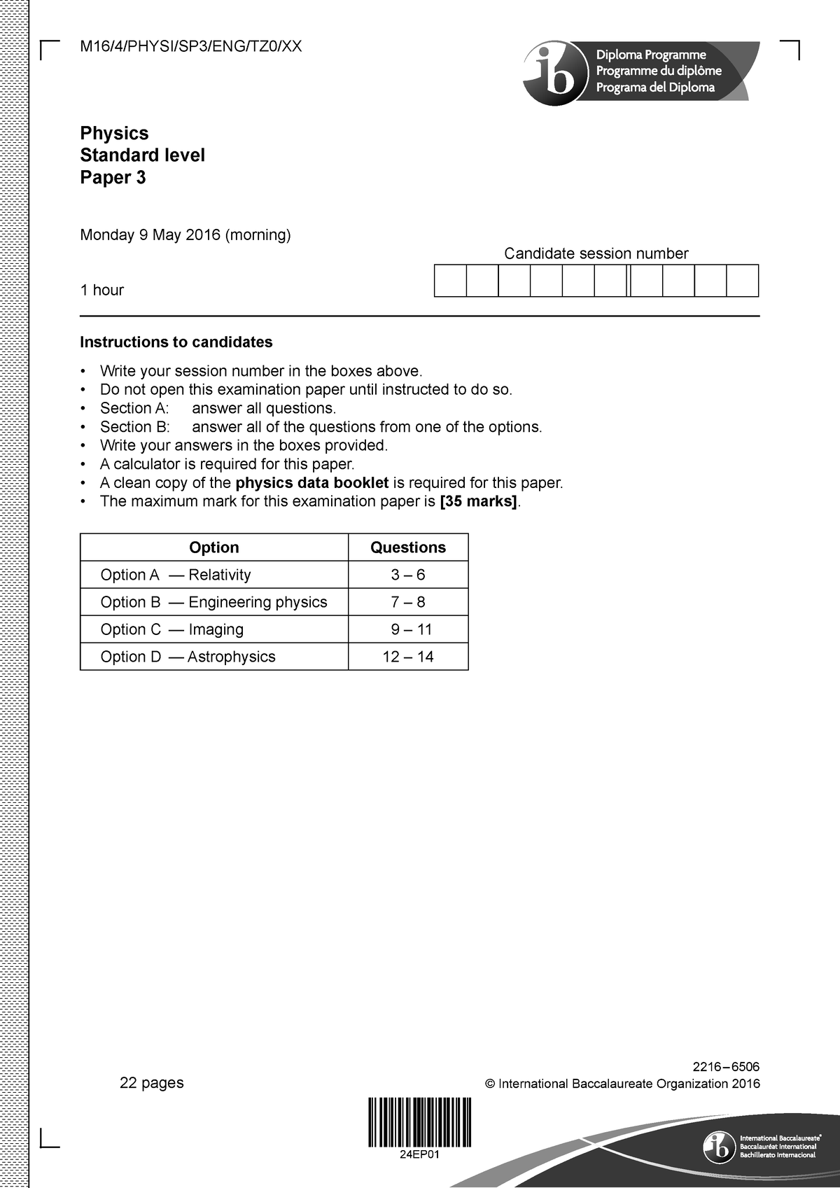 physics paper 3 sl