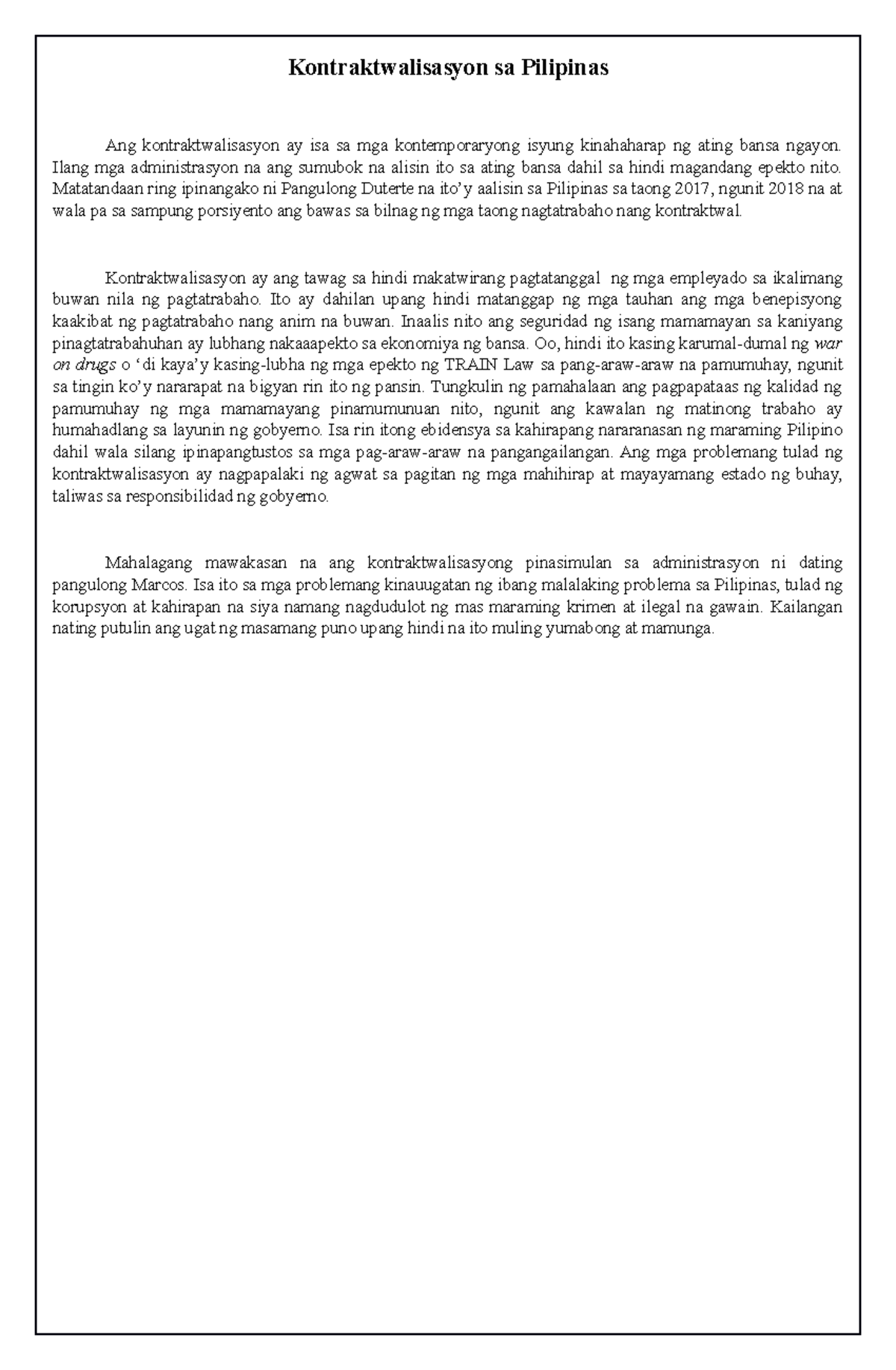 filipino-02-sanaysay-sa-napapanahong-isyu-kontraktwalisasyon-sa