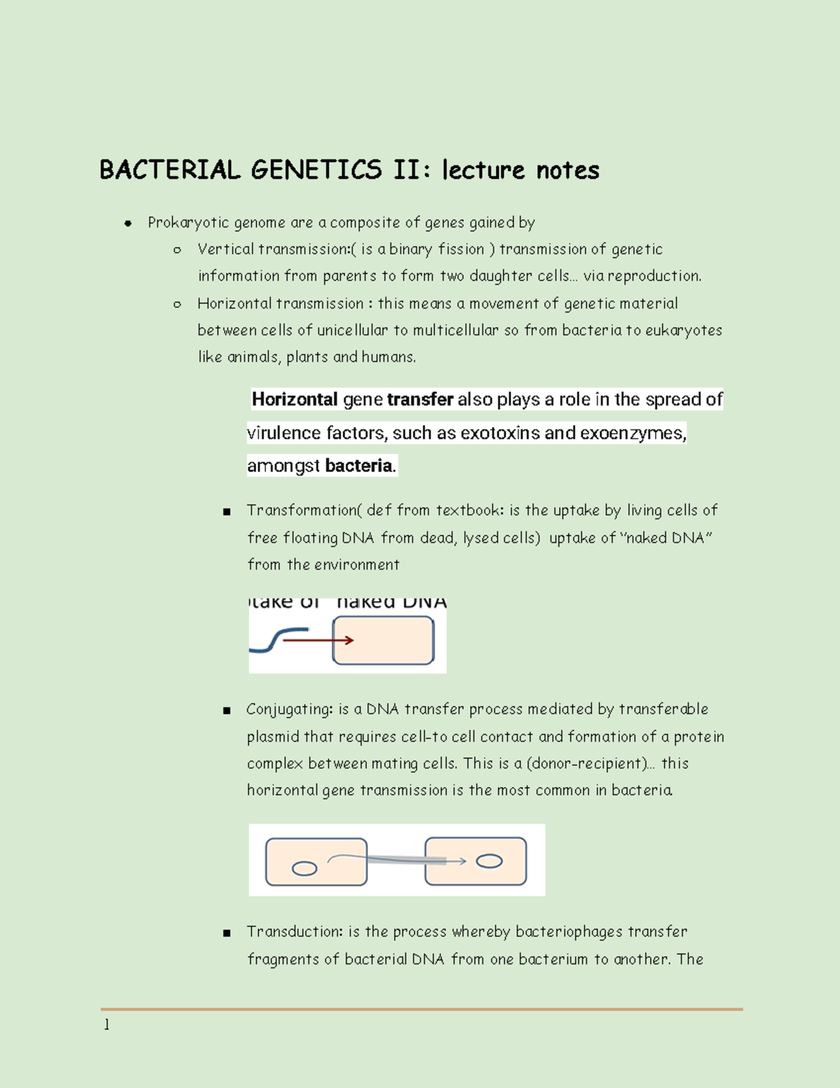 Micr lecture notes-bacterial genetic unit II - BACTERIAL GENETICS II ...
