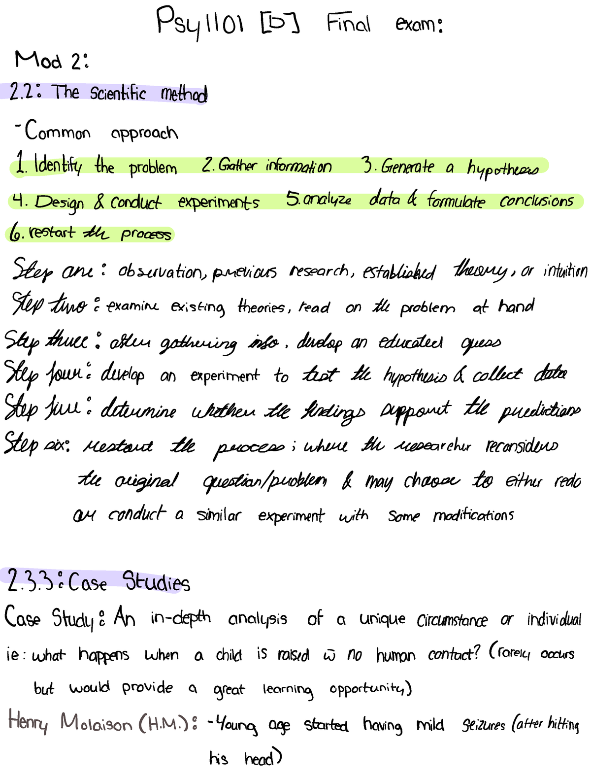 PSY1101 Exam Notes - Psy 101 TO Final Exam Mod 2 2 The Scientific ...