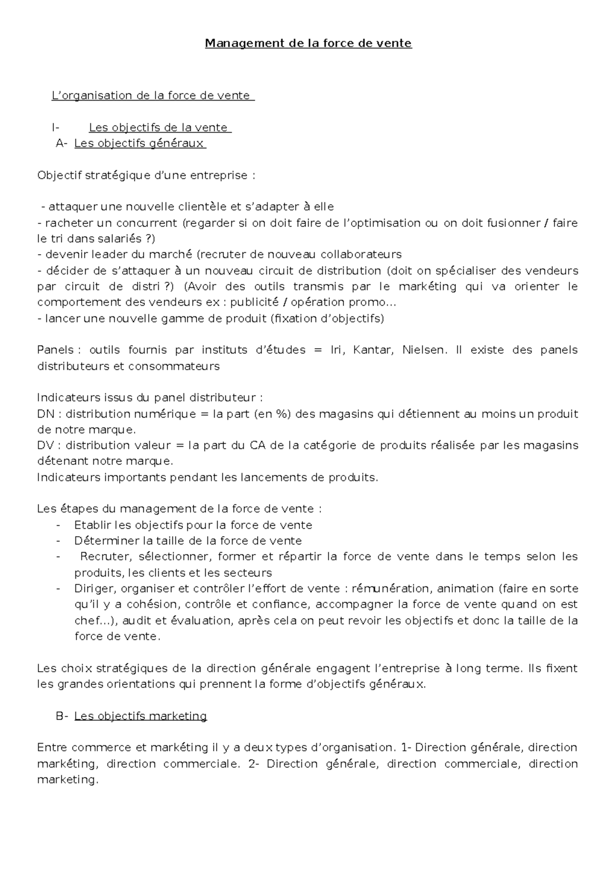Management de la force de vente - Management de la force de vente L ...