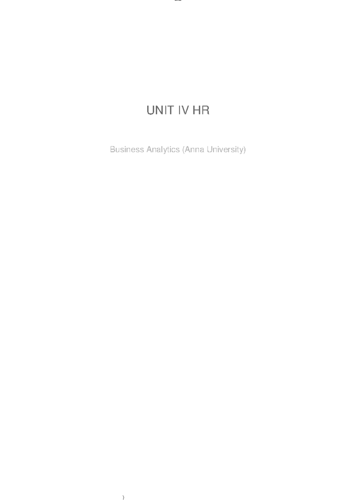 BA unit-iv Notes - UNIT -4 - ) UNIT IV HR Business Analytics (Anna ...