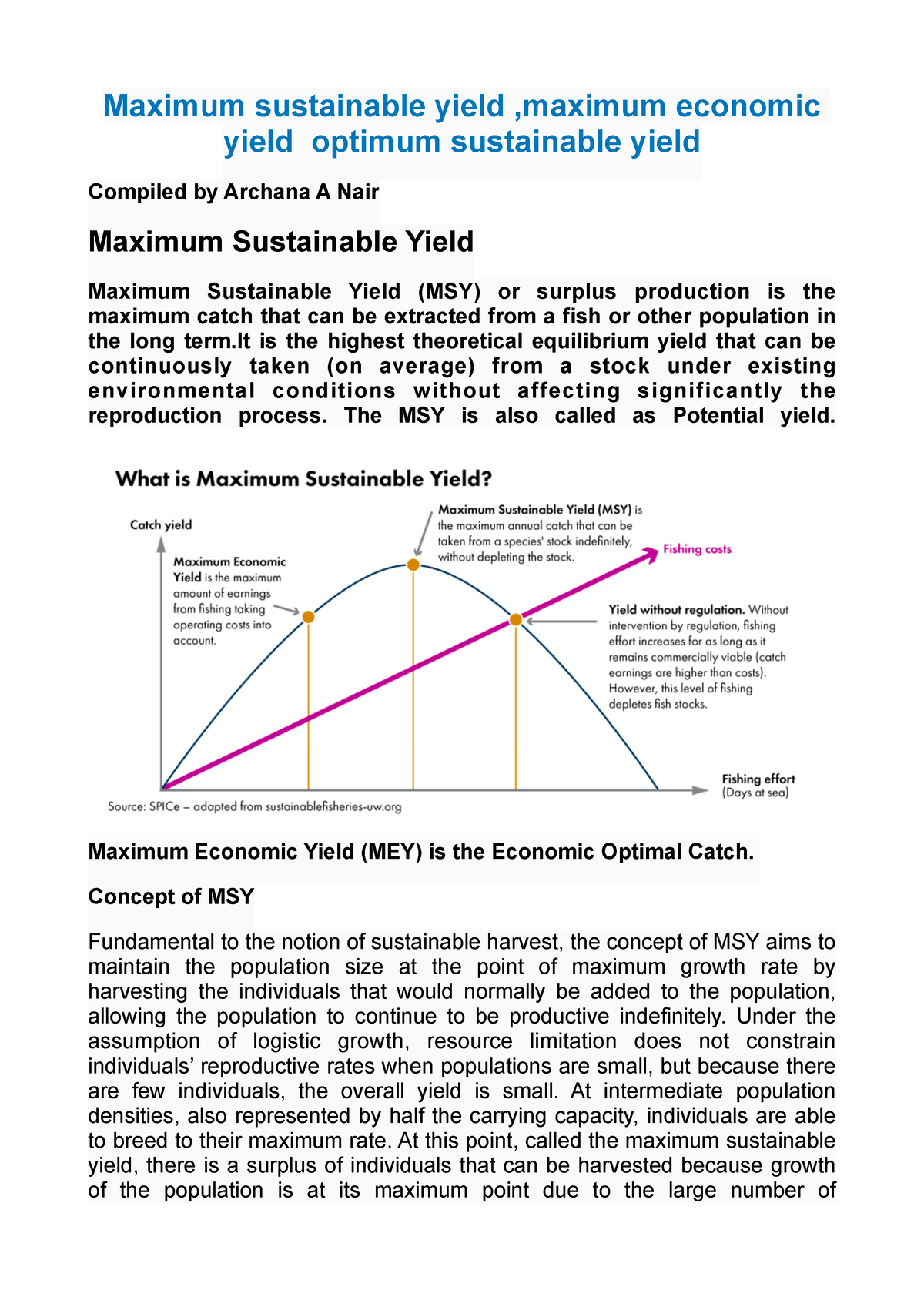 Msy mey - Maximum Sustainable Yield, Maximum Economic Yield - Maximum 