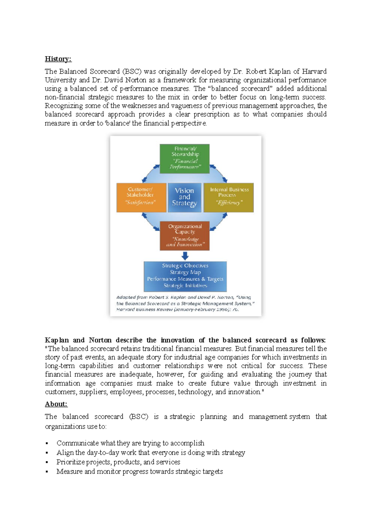 366189658-Balance-Scorecard - History: The Balanced Scorecard (BSC) was ...
