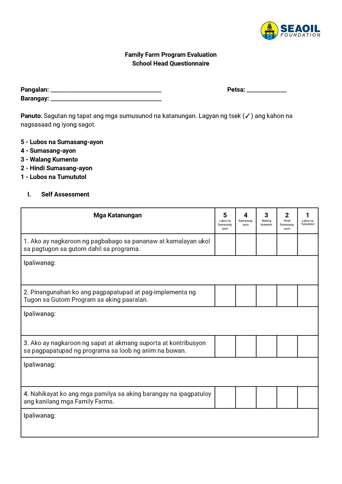 SchoolHead 2024PIRQuestionnaire Family Farm Program Evaluation