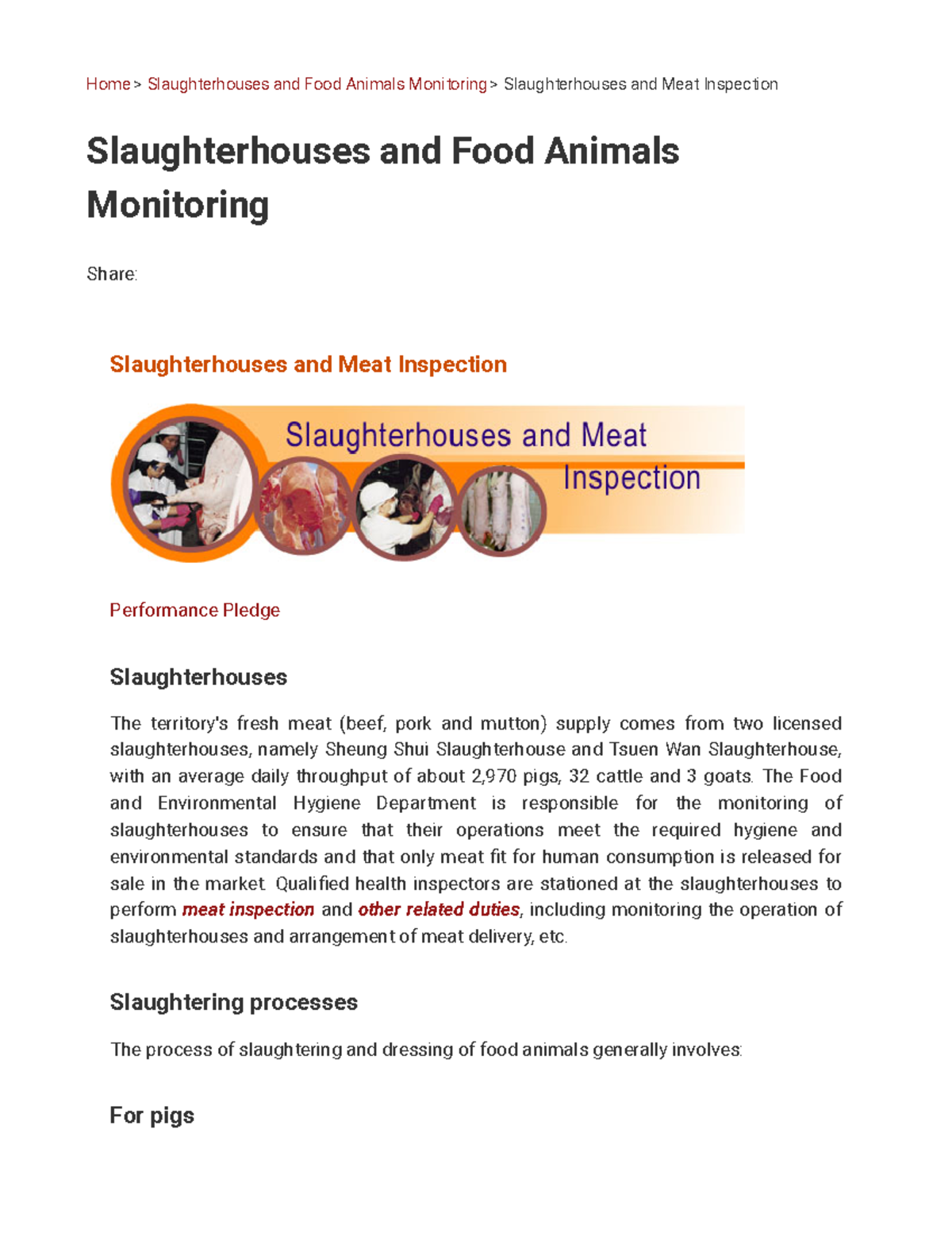 Slaughterhouses and Meat Inspection - Home > Slaughterhouses and Food ...