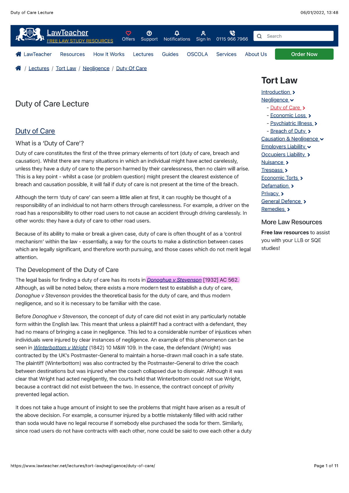 lawteacher-tort-law-lecture-negligence-part-1-duty-of-care