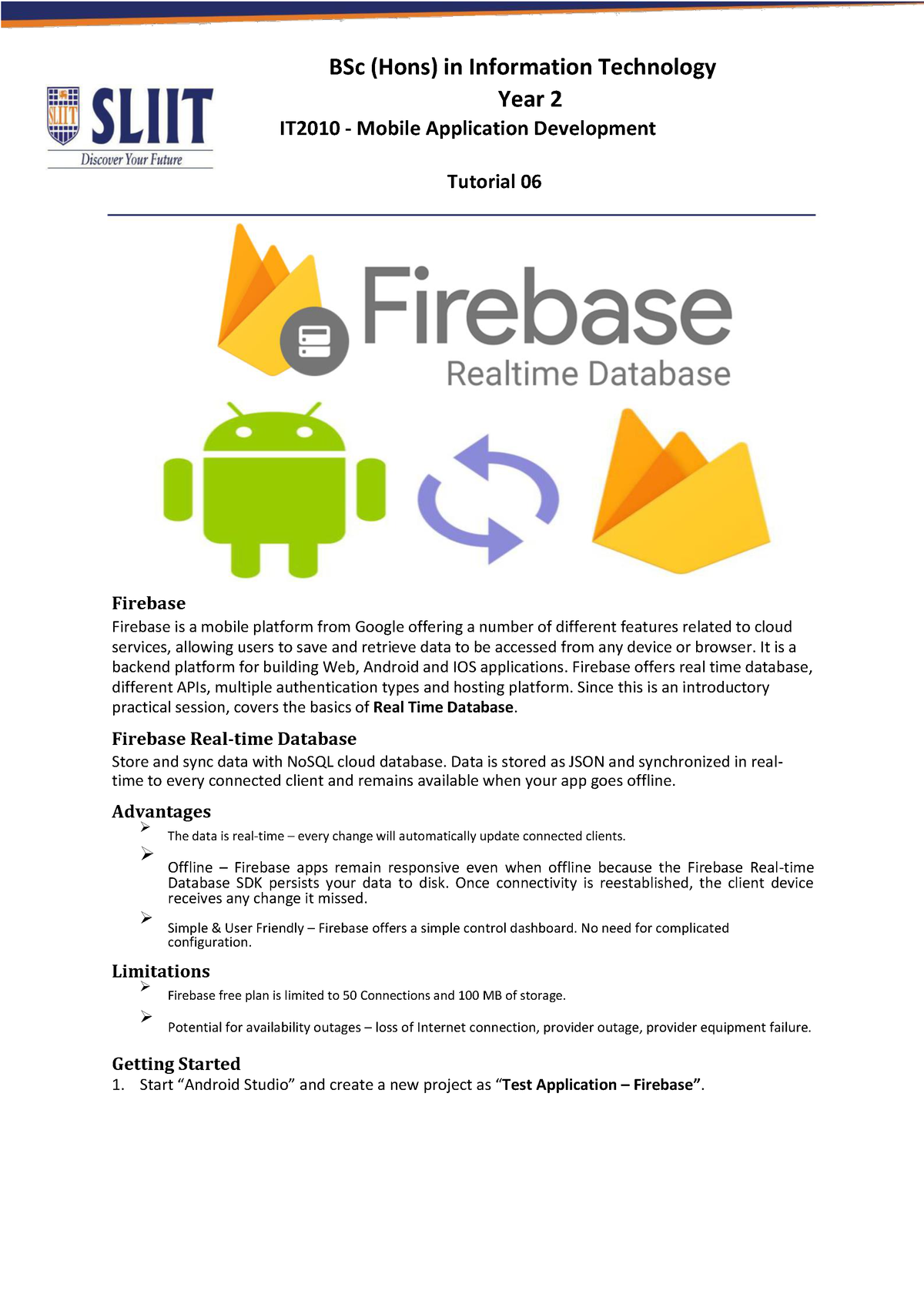 Tutorial 6- Firebase - Year 2 IT2010 - Mobile Application Development ...