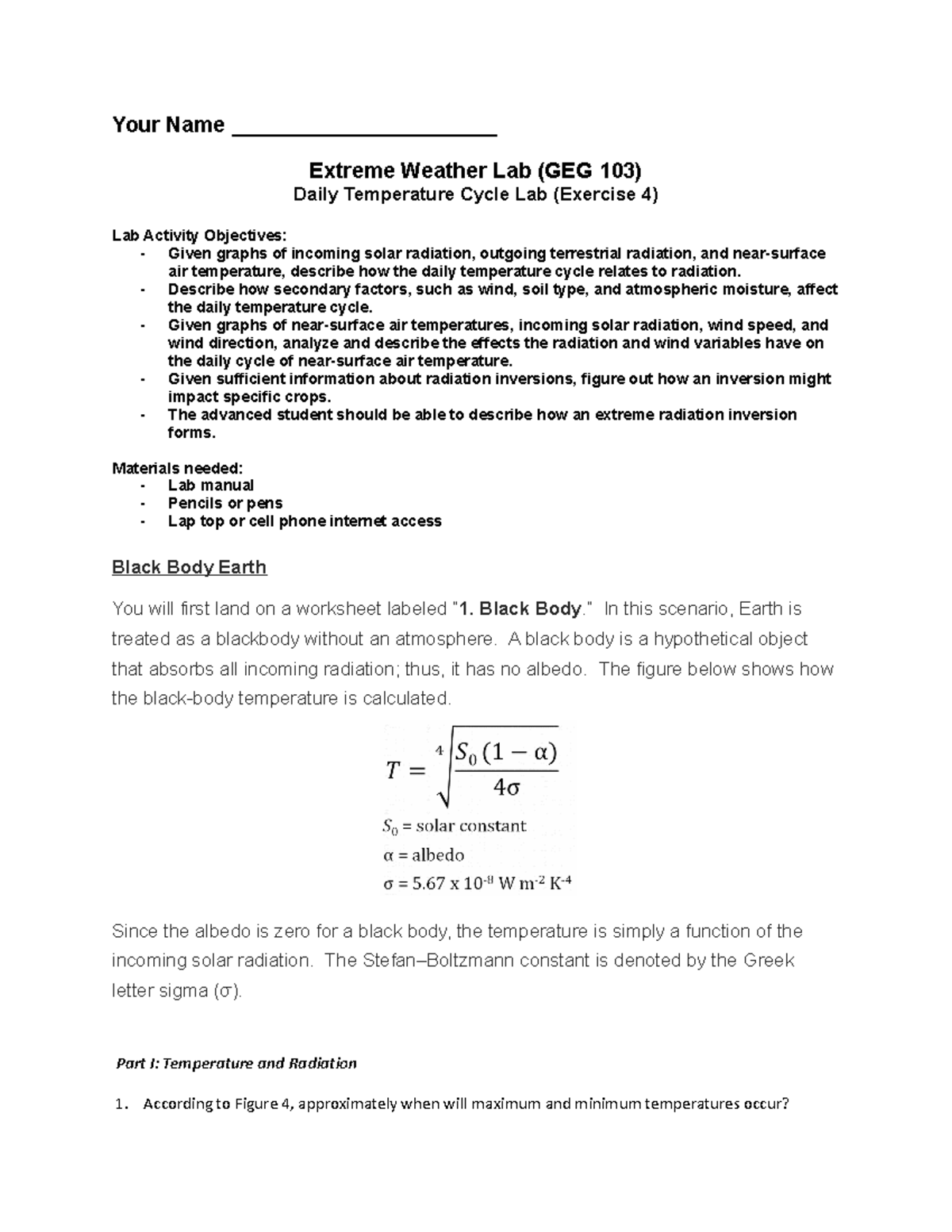 Daily Temperature Cycle (Lab 4) Your Name