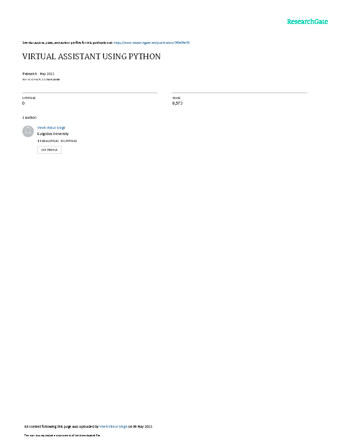 Virtualassistantusingpython - See discussions, stats, and author ...