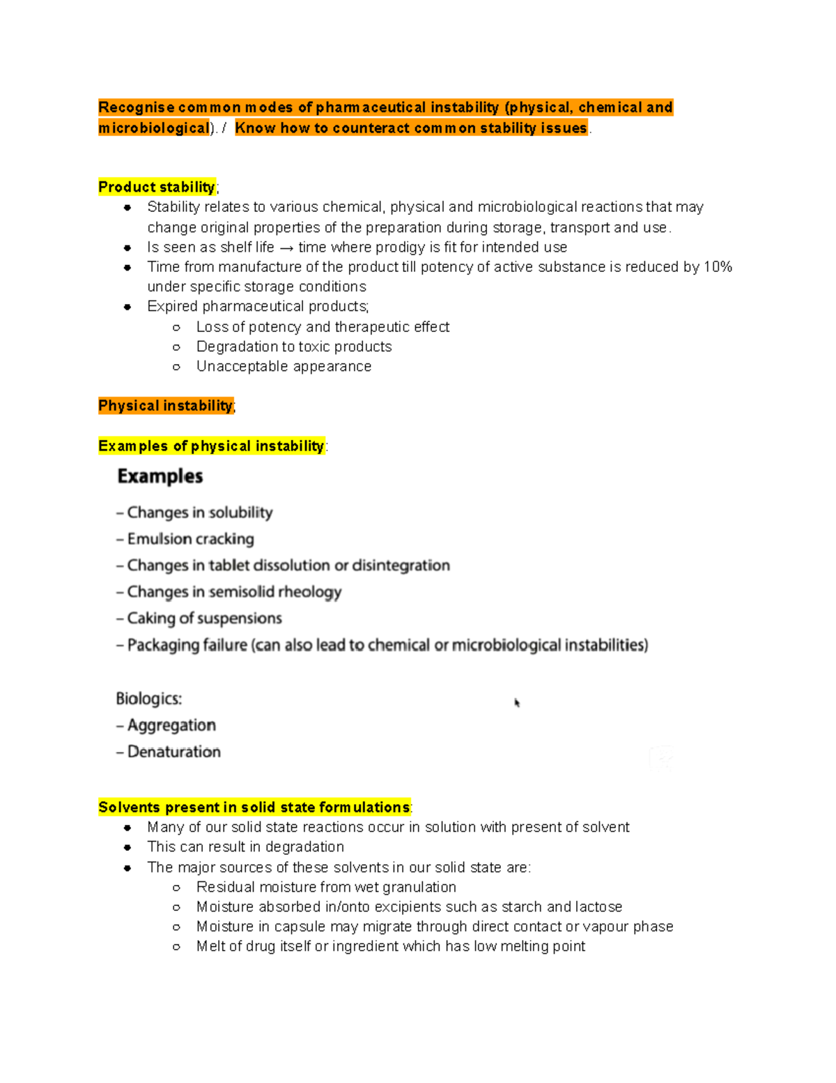 Stability - Recognise common modes of pharmaceutical instability ...