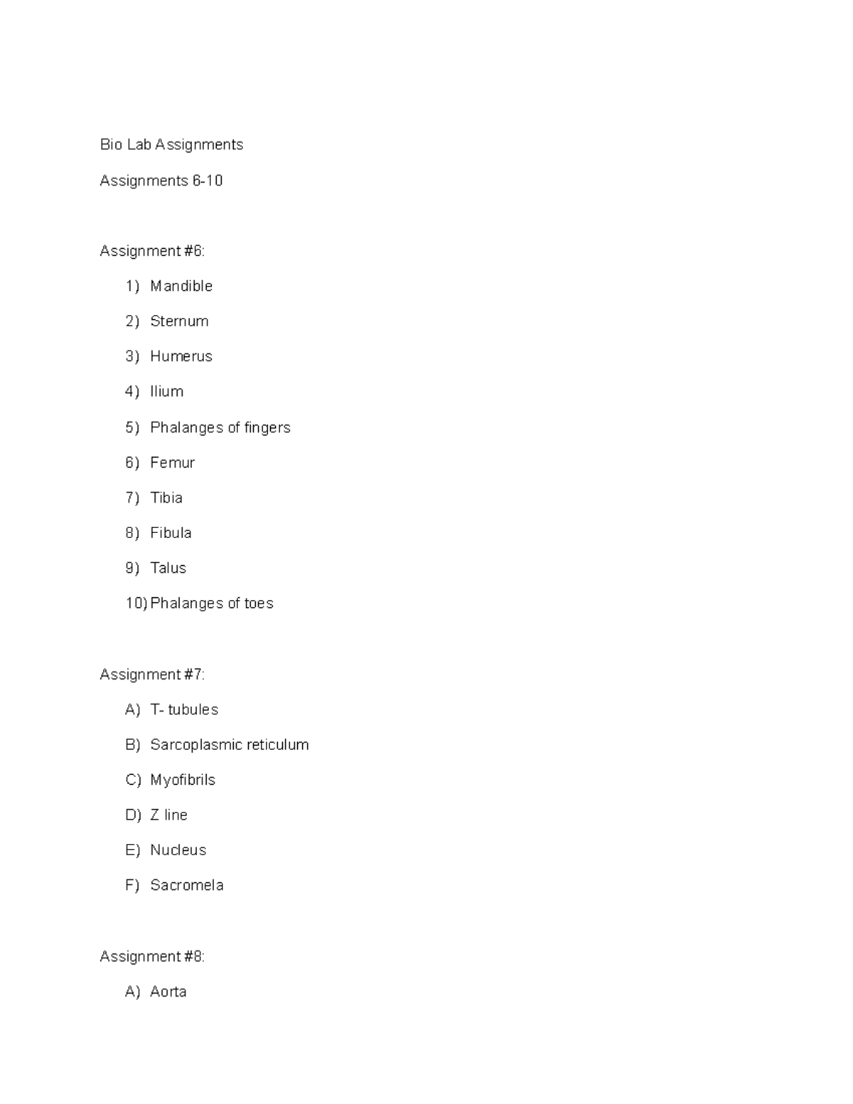 Biology Lab Assignment 2/ Notes - Bio Lab Assignments Assignments 6 ...