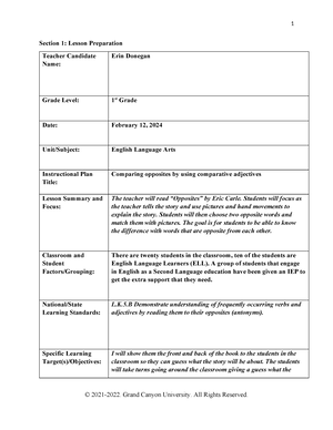 3-day unit plan template - INTERVENTION STEPHANIE HARSHBURGER GCU: ESD ...