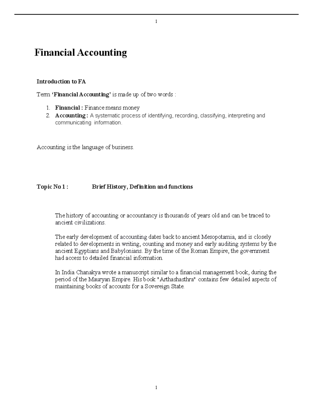 Introduction to Financial Accounting - 1 1 Financial Accounting ...