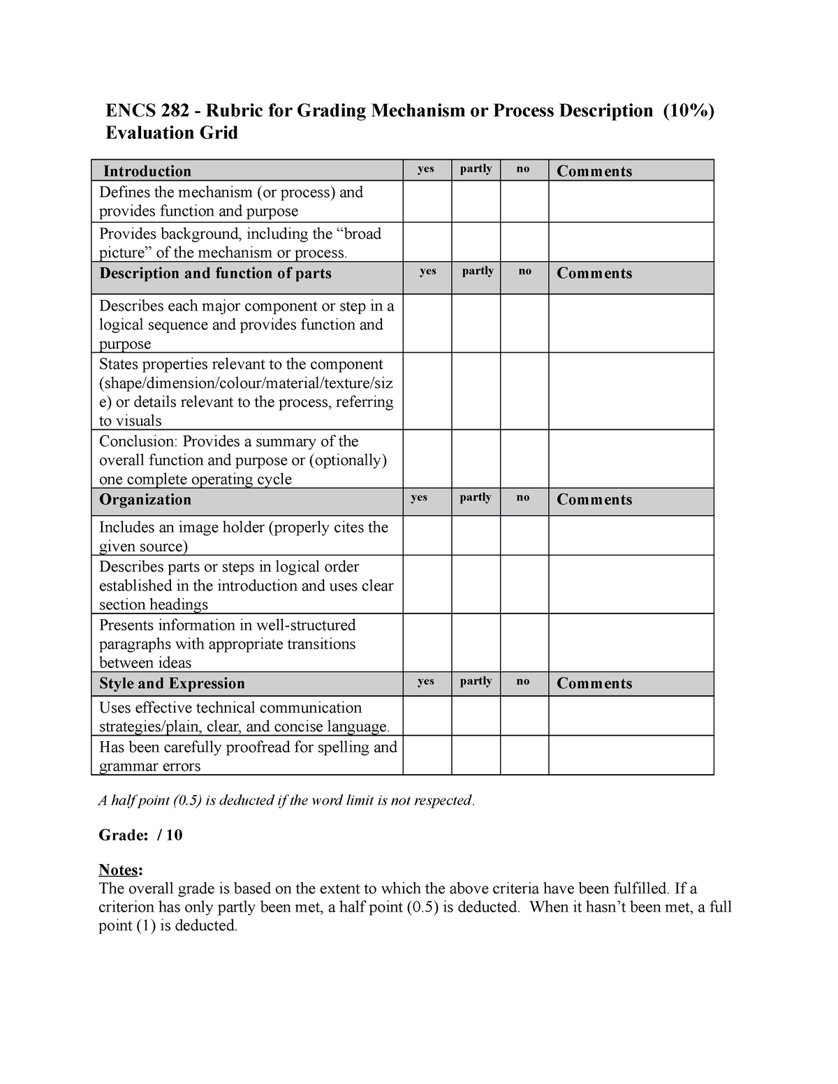 Assessment Rubric - Mechanism or Process Description - ENCS 282 ...