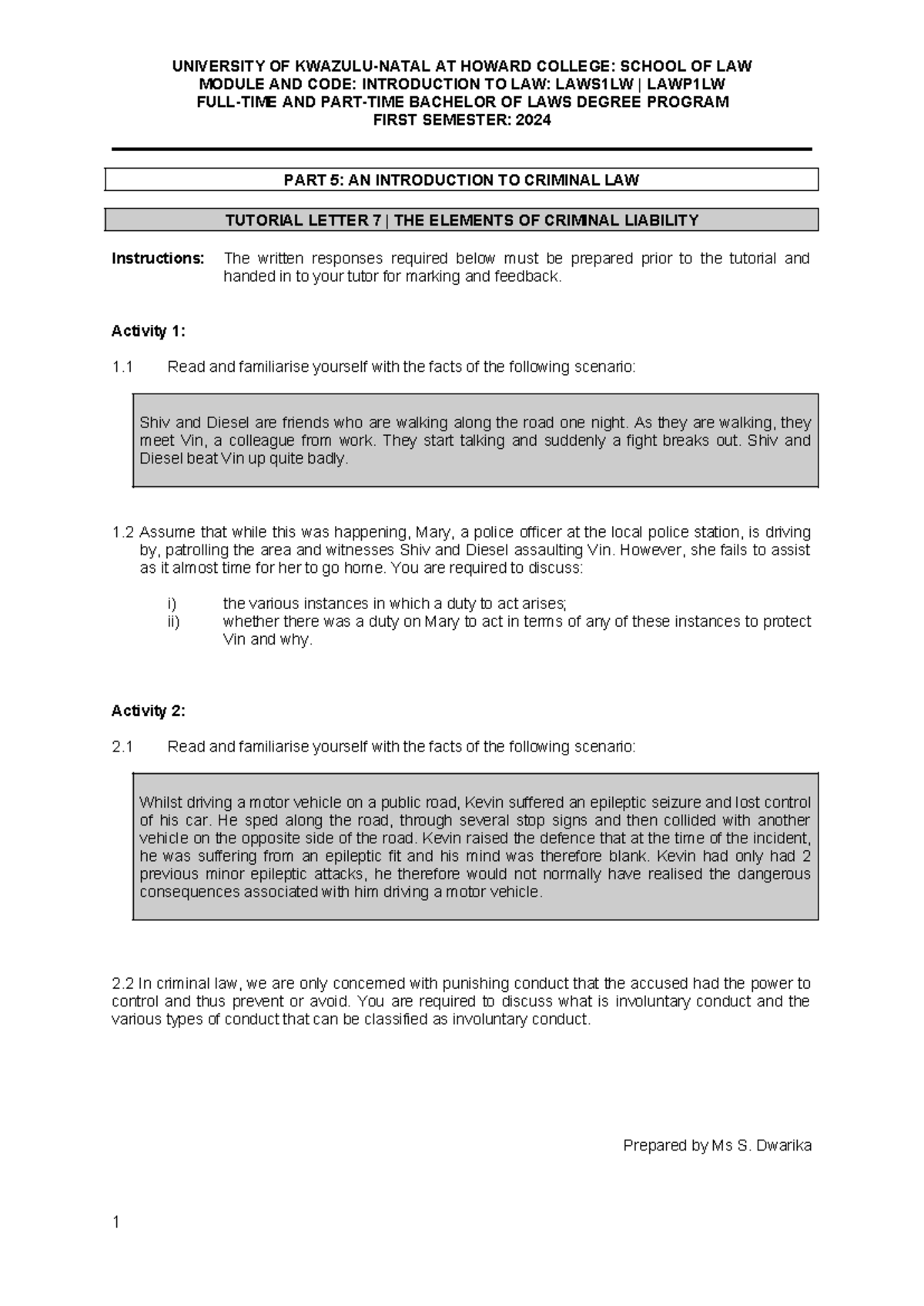 2024 PART 5 Tutorial 7 - UNIVERSITY OF KWAZULU-NATAL AT HOWARD COLLEGE ...