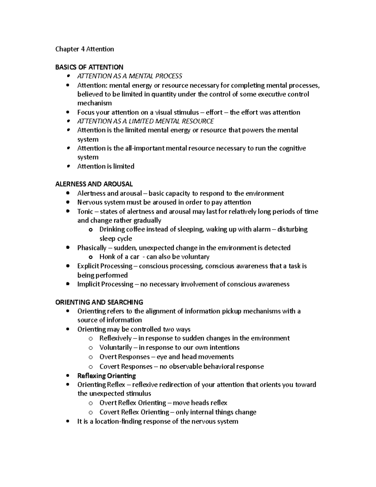 Summary - chapter 4 - attention - Chapter 4 Attention BASICS OF ...