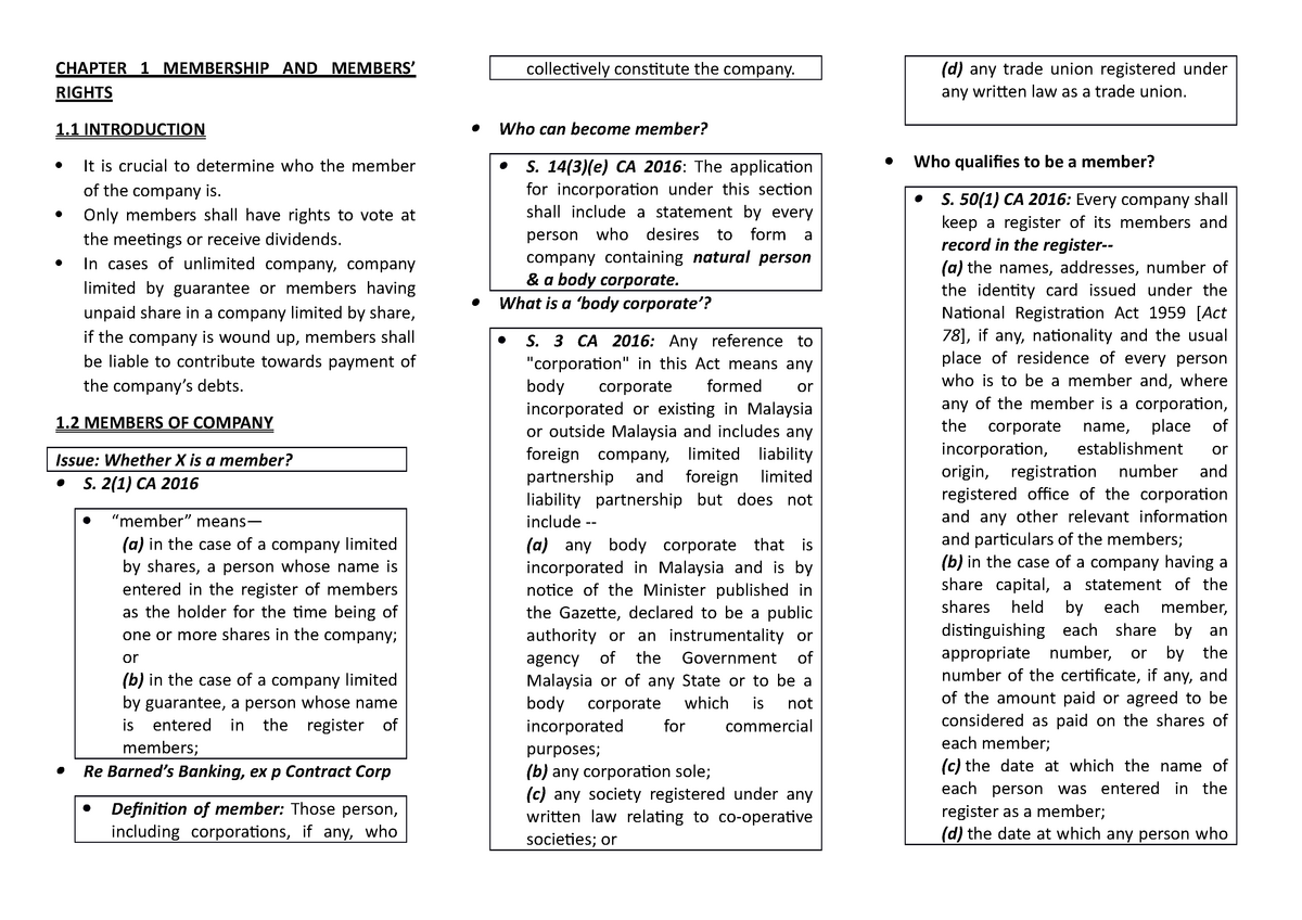 company-chapter-1-notes-chapter-1-membership-and-members-rights-1