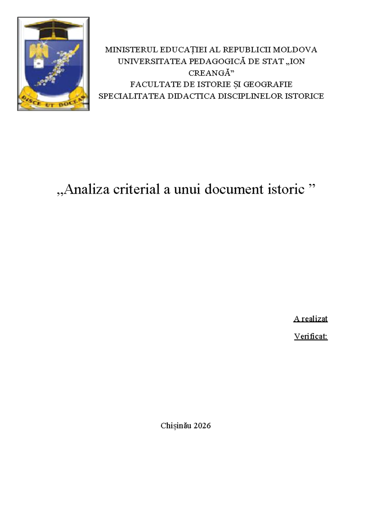 Analiza Unui Document Istoric вђ рєрѕрїрёсџ Ministerul Educa иљiei Al