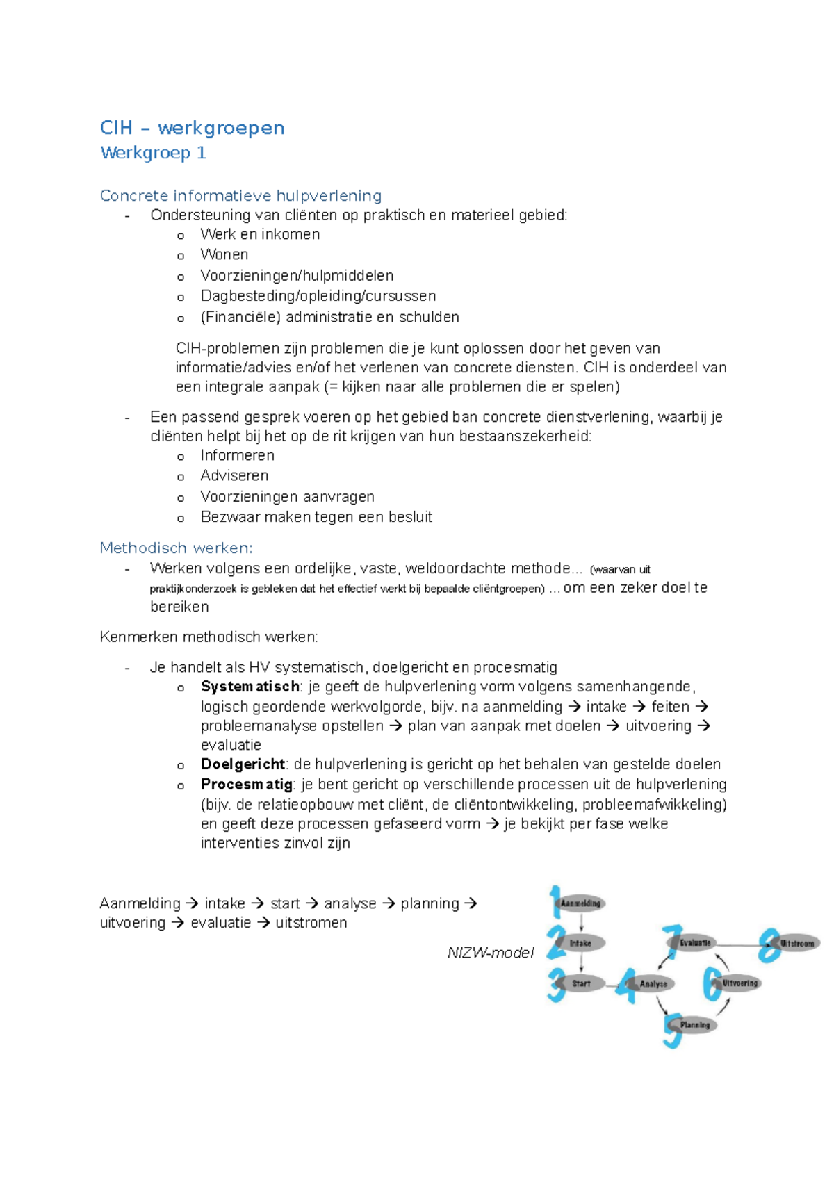 Werkgroepen - CIH – Werkgroepen Werkgroep 1 Concrete Informatieve ...