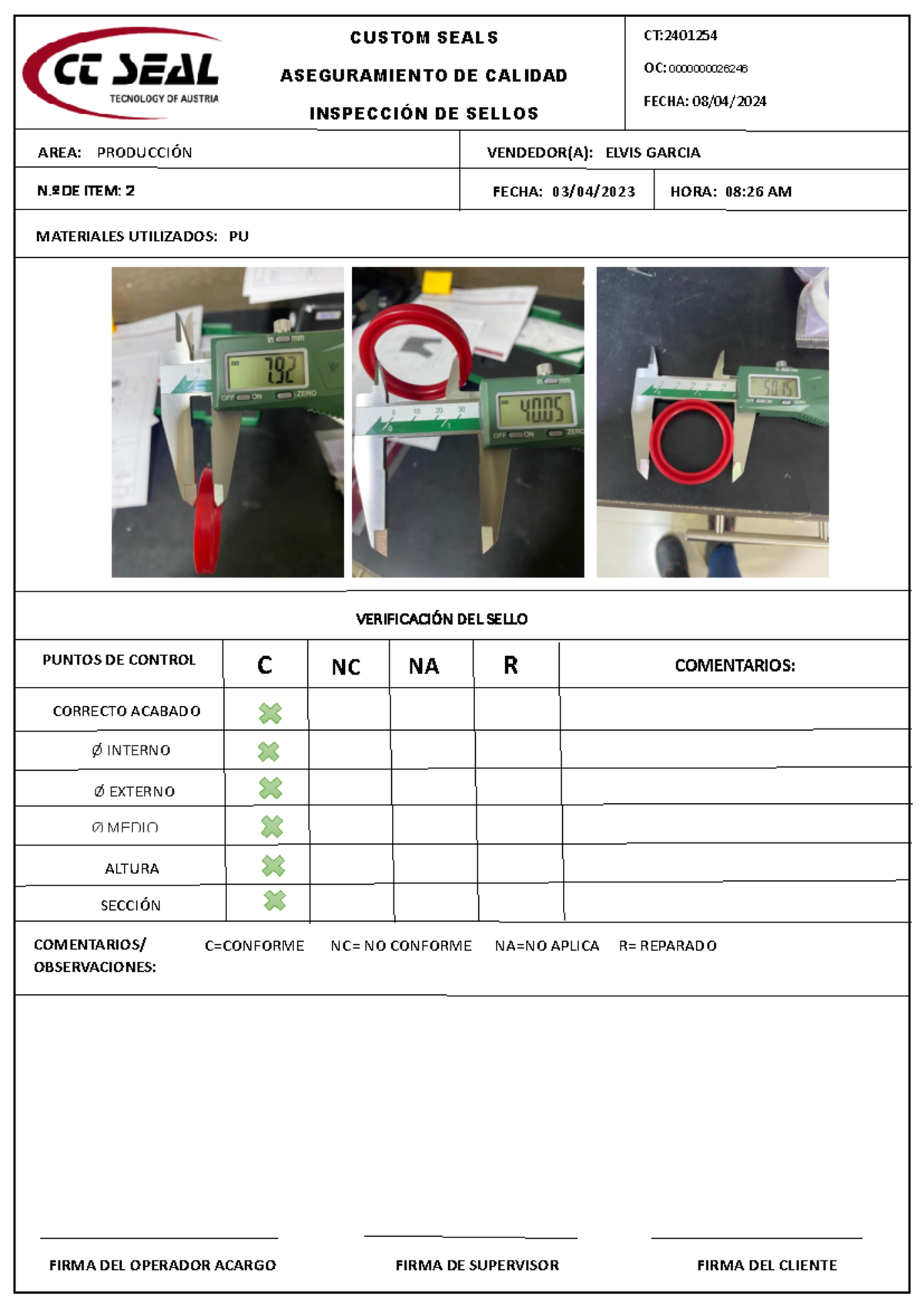 Control DE Calidad DE Producción 4 - CUSTOM SEALS ASEGURAMIENTO DE ...