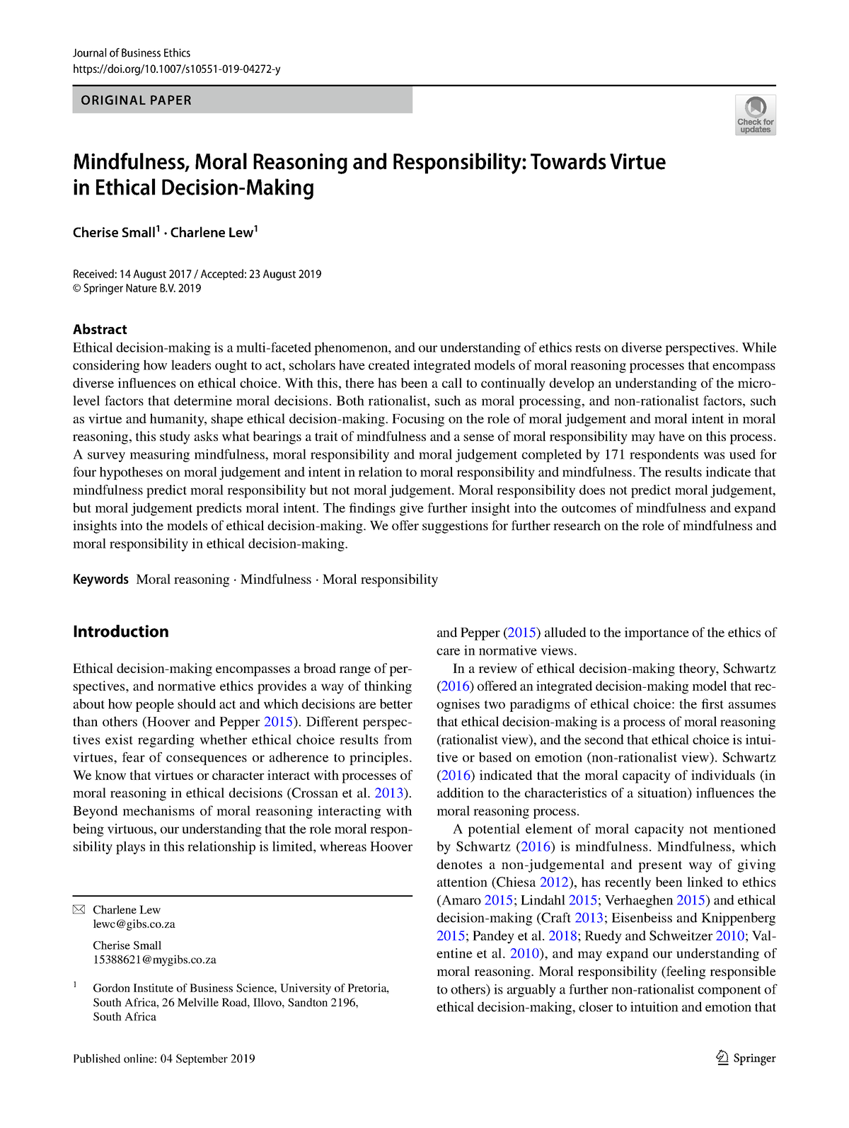 10 - Blockchain - Vol.:(0123456789)1 3 Journal Of Business Ethics Doi ...