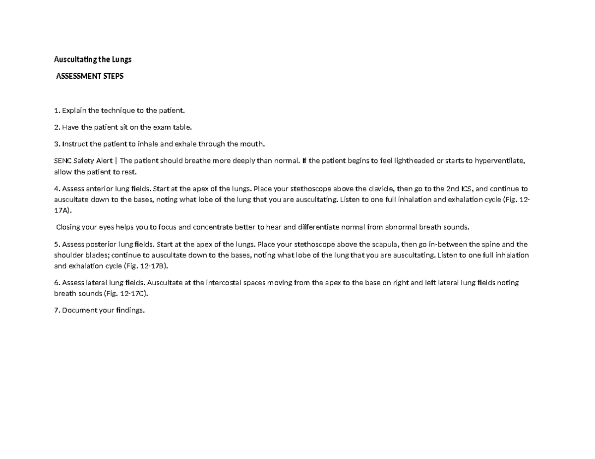 WHEN AUSCULTATING THE LUNGS STEPS SOUNDS TIPS visual data 7