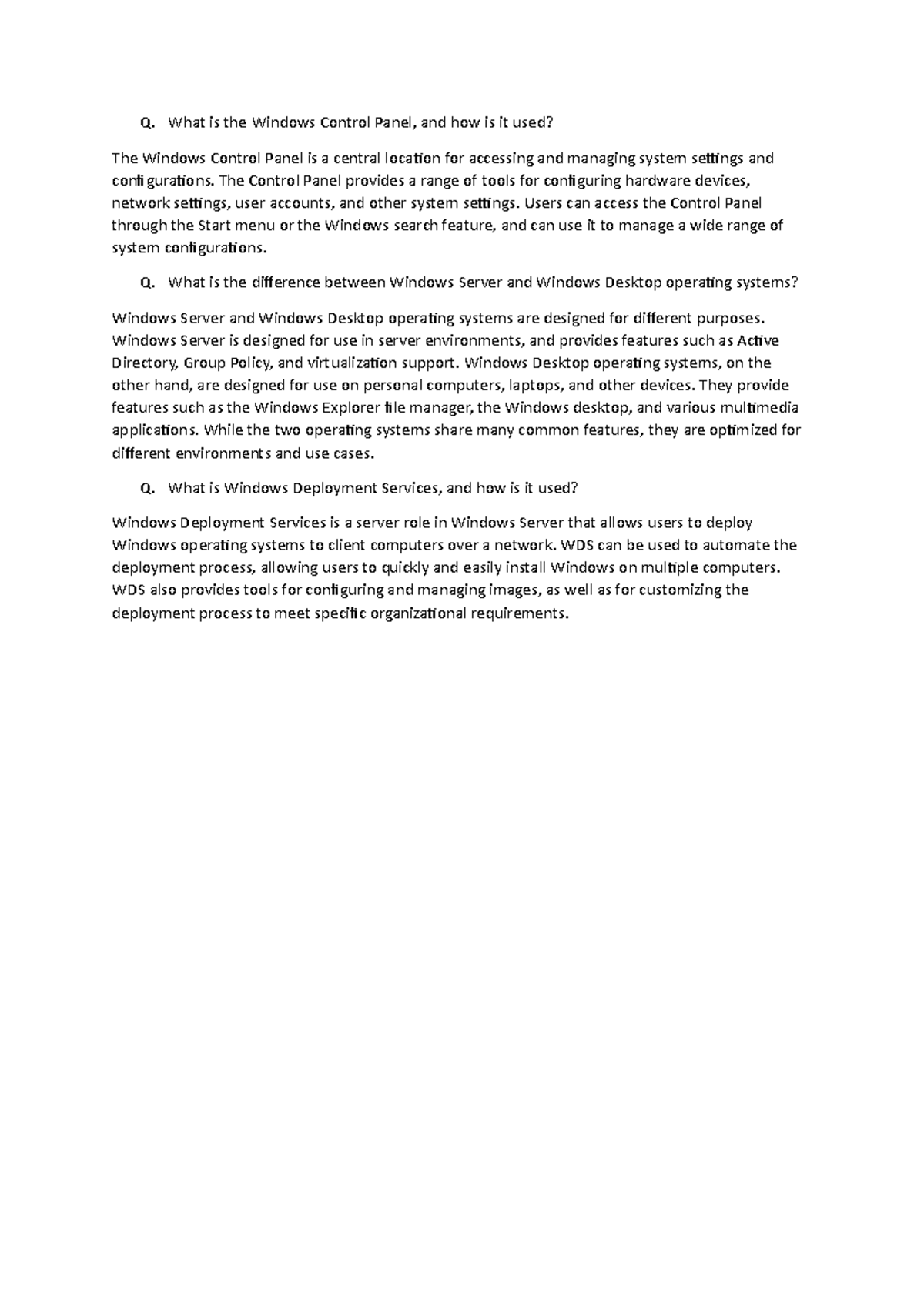 Exam Questions - Q1 - Q. What is the Windows Control Panel, and how is ...