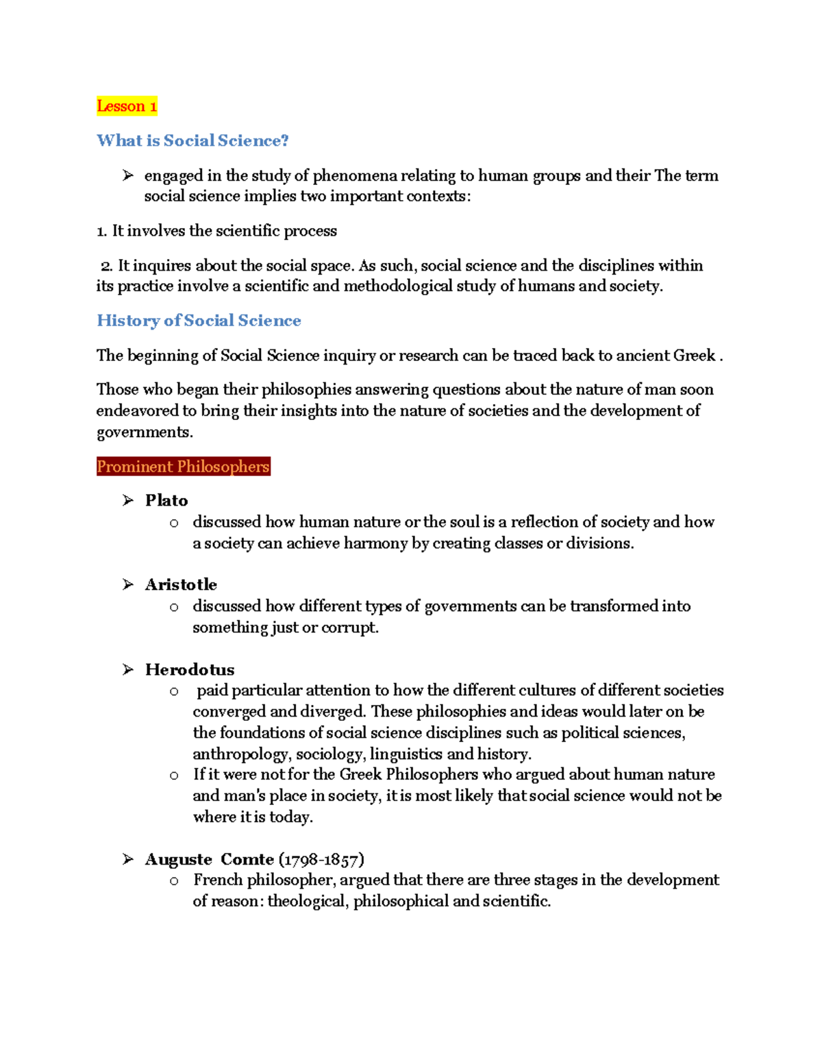 Lesson 1 Social sciences notes - AB Political Science - La Salle ...