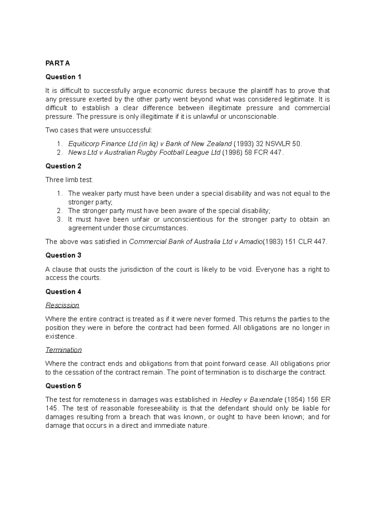 Take Home Exam T2 - 2023 - PART A Question 1 It is difficult to ...