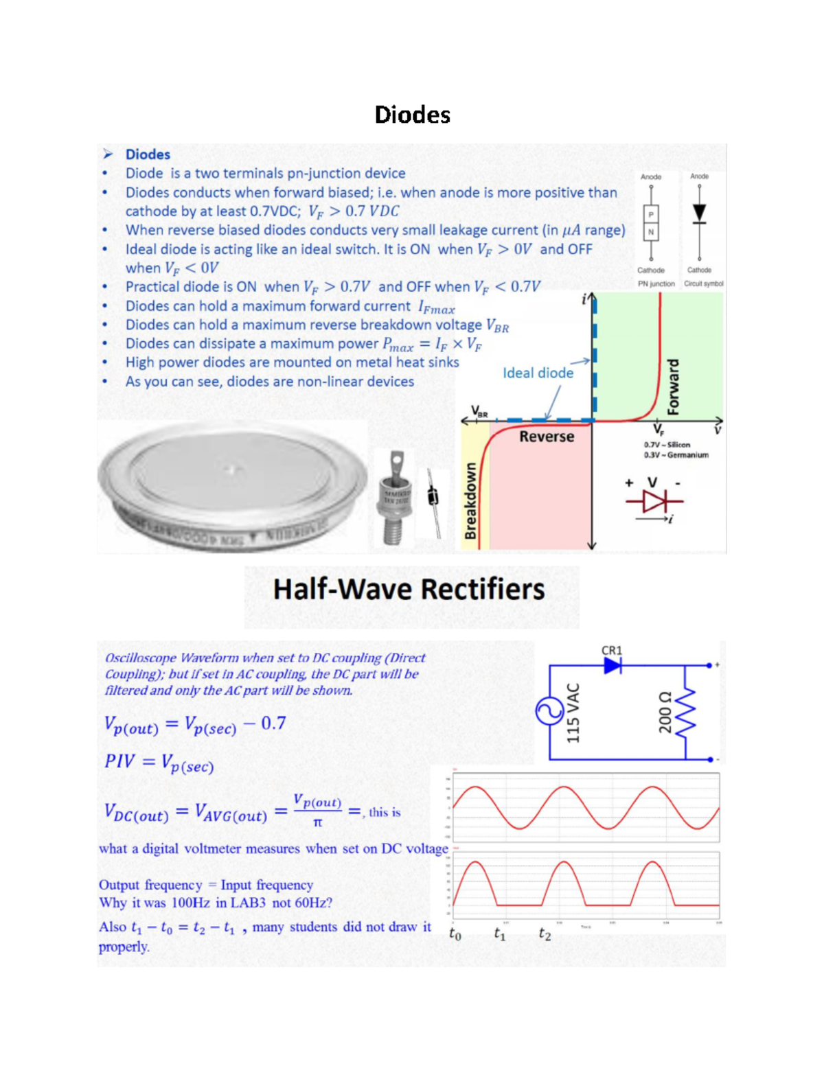 Diode Rectifier Circuits TECH 150 Diodes Studocu