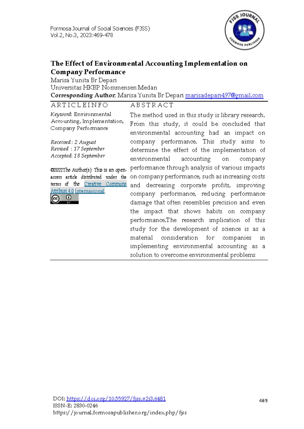 The Effect of Environmental Accounting Implementation on Company ...