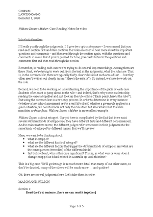 Contracts Case Reading Notes Waltons Stores V Maher Laws3041 Studocu