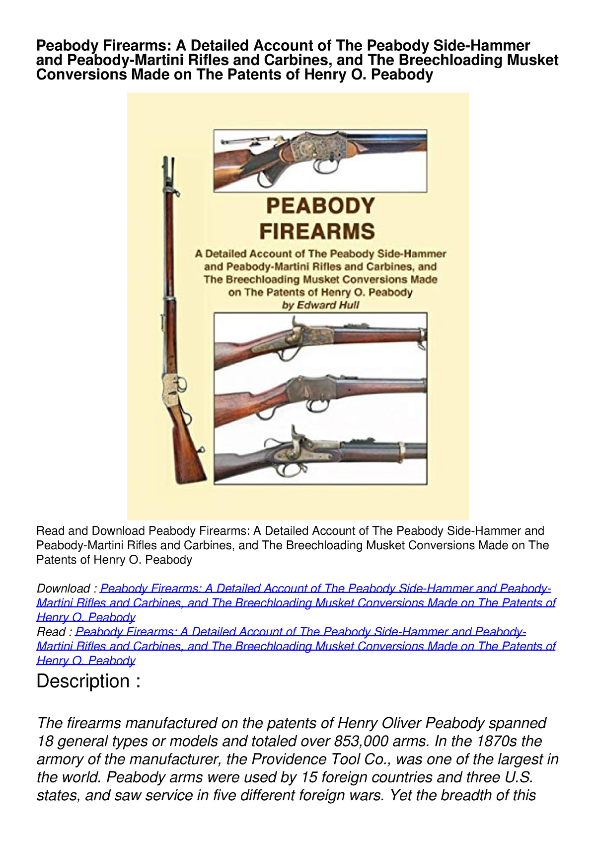 [PDF READ ONLINE] Peabody Firearms: A Detailed Account of The Peabody ...