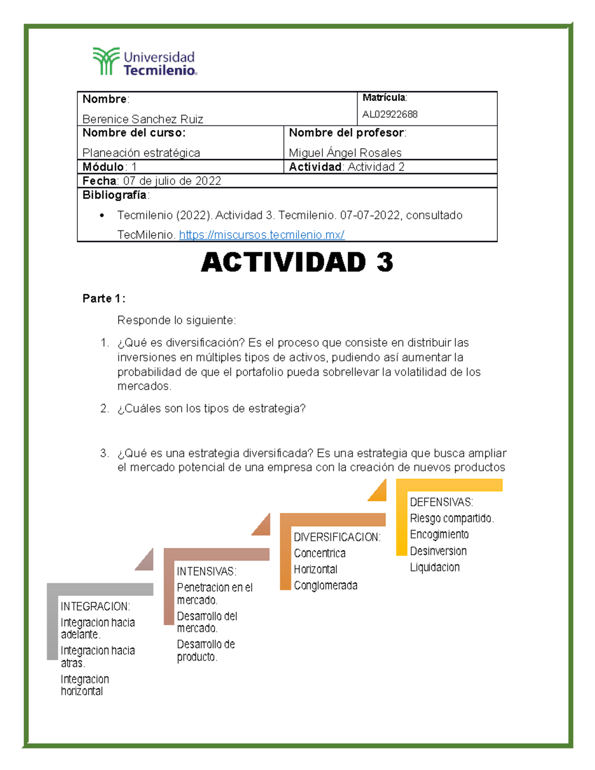 Actividad 3 Planeacion Estrategica - Nombre : Berenice Sanchez Ruiz ...