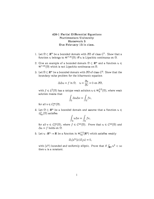 420-1 Partial Differential Equations Homework 1 - 420-1 Partial ...
