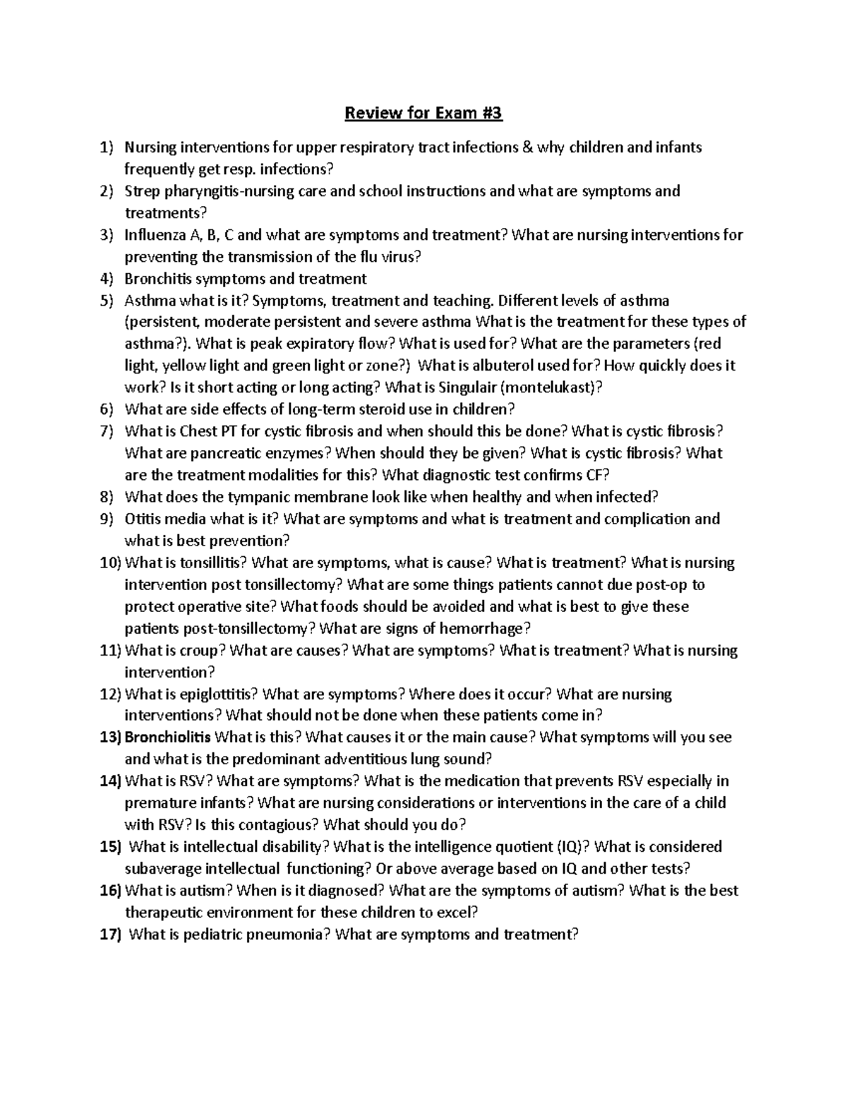 Review for Exam 3 - Review for Exam Nursing interventions for upper ...