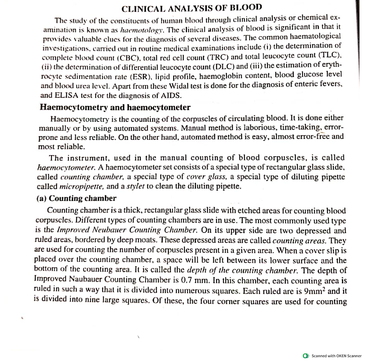 Clinical analysis of blood - Haemocytometry and haemocytometer , TLC ...