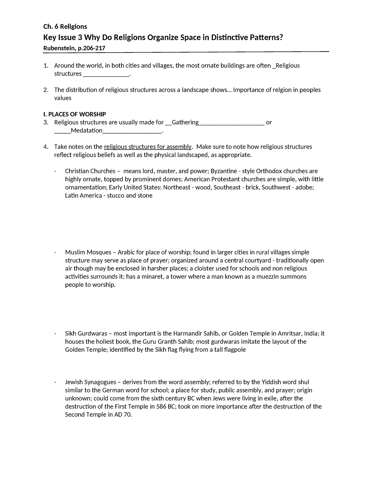 Aphug 6.3 Reading Notes - Ch. 6 Religions Key Issue 3 Why Do Religions ...