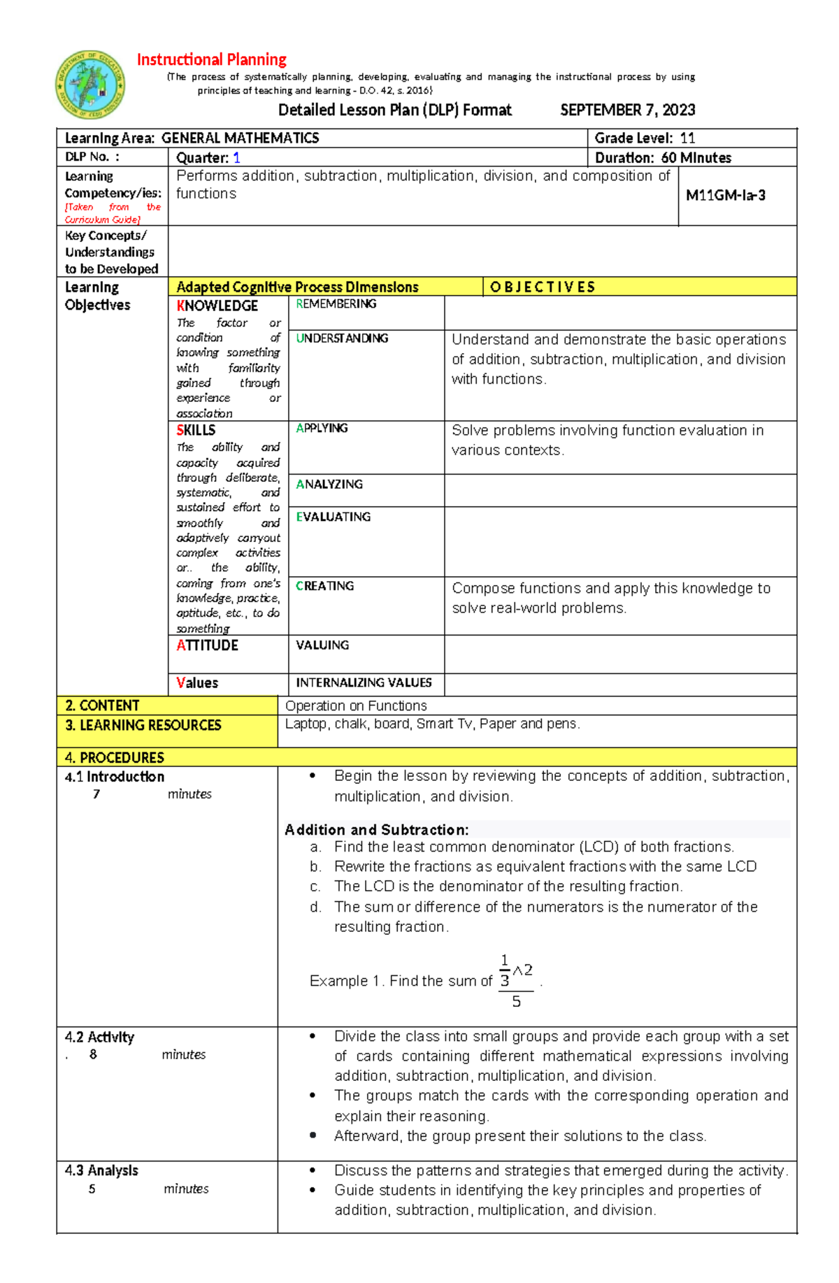 DLP - 3 - the document contain objectives and lesson proper ...